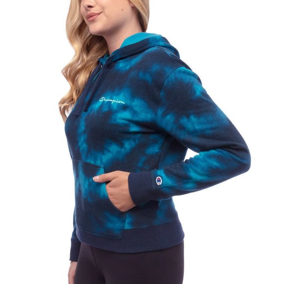 CHAMPION Women Hoodie Kangaroo Pocket Blue - Picture 3 of 8